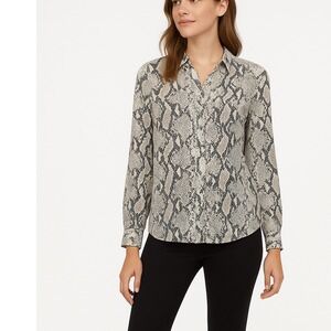 Express Women's Long Sleeve Size S Button Down Shirt Snake Print Blouse Top
